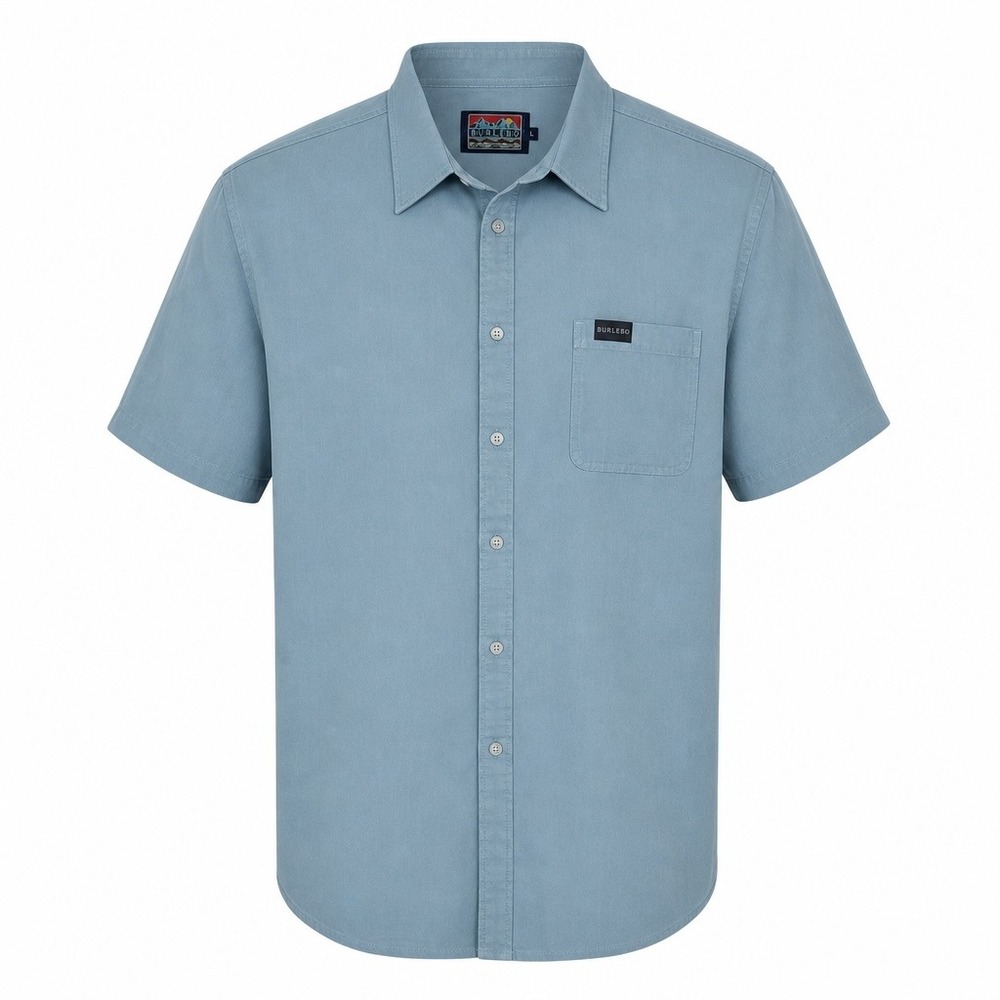 Burlebo Button Down Men's Blue XL Short Sleeve Performance Hidden Pocket Shirt